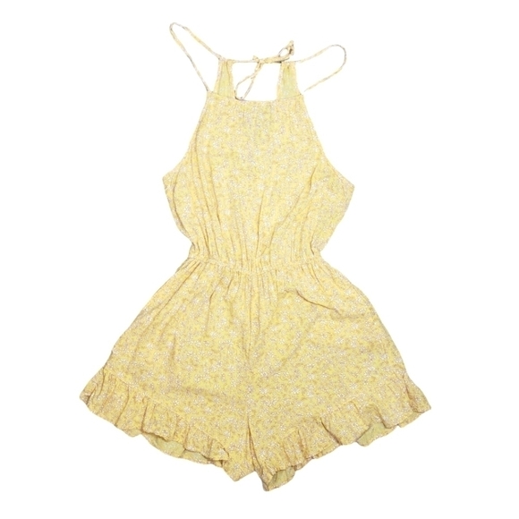 HOLLISTER Floral Sleeveless Romper Yellow Size XS - Picture 1 of 7